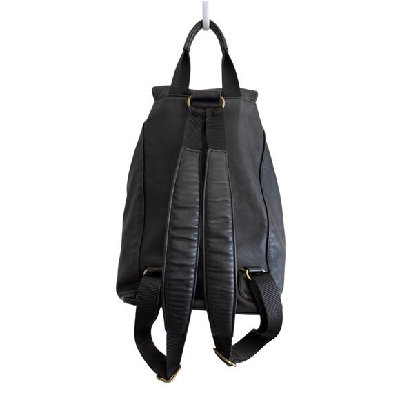 VTG Y2K 90s COACH XL Black Leather Backpack Drawstring Buckle Flap USA 0529 Bag - Picture 5 of 9